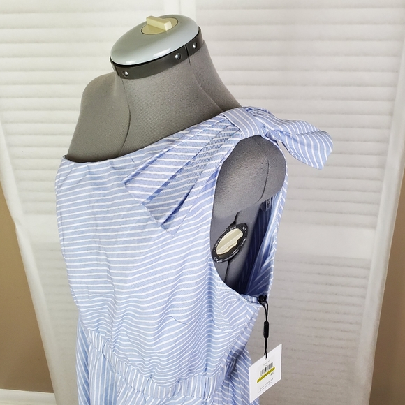NWT Calvin Klein one shoulder stripe midi dress 14 - Picture 6 of 11